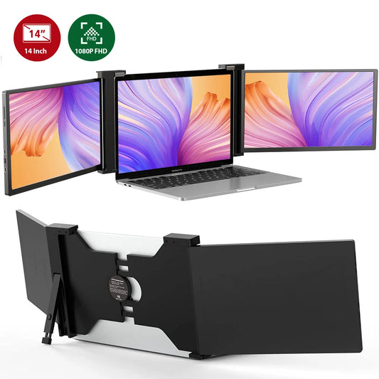 Portable Monitor for Laptop 14" Detachable Triple Monitor with Kickstand 1080P HDR IPS Dual Extender Screen for 13-16.5"
